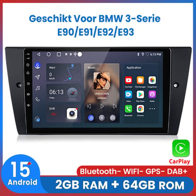 Awesafe Geschikt Voor BMW 3-Serie E90/E91/E92/E93 2005 t/m 2012 Autoradio - Met navigatie GPS - 2GB+64GB - Bluetooth WIFI - Draadloos Apple Carplay & Android auto - Radio scherm - 2005 2006 2007 2008 2009 2010 2011 2012