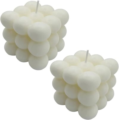Set van 2 handgemaakte geurige bubbelkaarsen van sojabijenwas