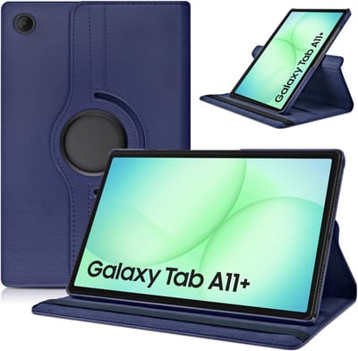 Arara Hoes Geschikt voor Samsung Galaxy Tab A11 Plus - 360° draaibaar - tablethoes - Donkerblauw