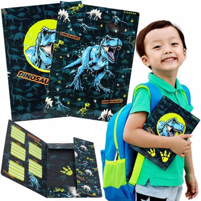 DINOSAURUS GELAMINEERD Elastomap schoolmap met elastiek A4 voor jongens STARPAK