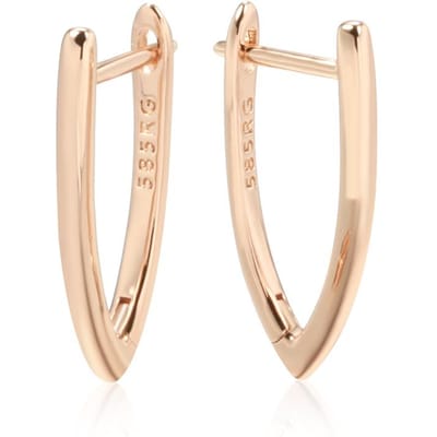Boucles d'oreilles pendantes simples brillantes en forme de V pour femmes Couleur Or Rose Statement Boucle Anglaise Bijoux Fins Quotidien Cadeaux beige