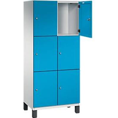 C+P Cambio lockerkast, 2 vakken, 6 vakken, op poten, B 800 x D 525 x H 1980 mm, lichtgrijs/lichtblauw