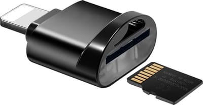 8-Pin Kaartlezer voor Micro-SD / TF - geschikt voor iPhone en iPad - Zwart - Provium