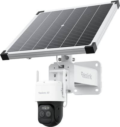 Reolink 2K 4G LTE Slimme ColorX Batterij Beveiligingscamera Buiten Met Dubbele Lens, Auto-Zoom Tracking, Continue Opname, Zonne- En Batterijvoeding, TrackMix LTE Plus 2 + Reolink Zonnepaneel Plus