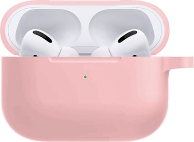 Hoesje - Geschikt voor Apple Airpods Pro - met Clip - Siliconen Hoes - Silicone Case Cover - Lichtroze