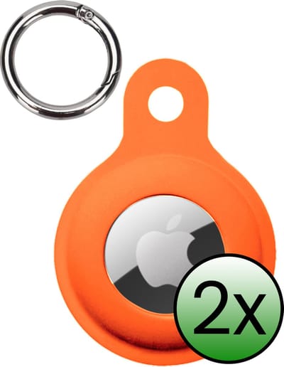 Hoesje Geschikt voor Apple AirTag 2 Hoesje Case Hoesje Geschikt voor Apple AirTag 2e generatie Sleutelhanger Siliconen Hoes - Oranje - 2 Stuks