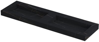 Ink Pitch dubbele meubelwastafel 160x45cm keramische slab - zonder kraangaten - Lauren black