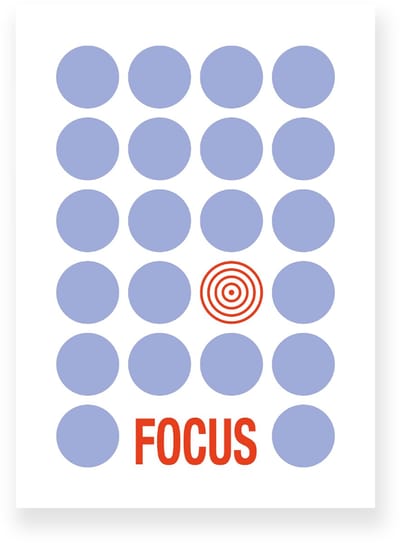 Poster 20x30 cm - Focus - Stippen - Lavendelblauw - Rood - Grafisch - Retro - Muurdecoratie - Wanddecoratie