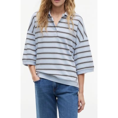 Tommy Hilfiger Oversized Fit Stripe Polo Shirt Multi Breezy Blue/ecru/black Größe: XS | Poloshirts Outlet | Damen | Blau