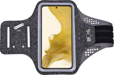 Hoesje Geschikt voor Samsung Galaxy S22 Plus hardloop telefoonhouder – armband - sportband - van stof - Zwart