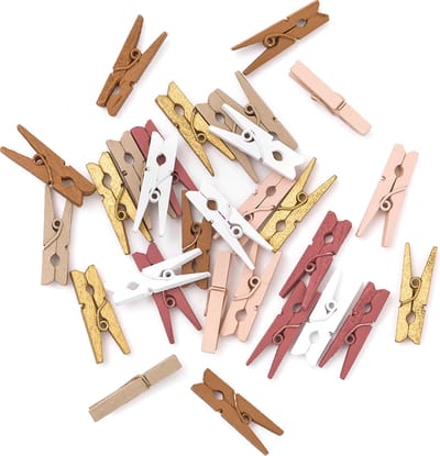 Mini Knijpers Vintage - 30 Kleine Knijpertjes voor Kaarten of Foto's