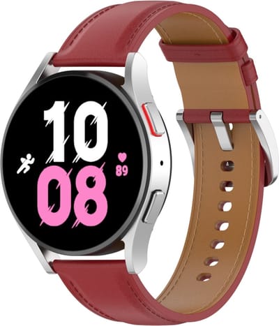 Leren bandje - geschikt voor Garmin Venu (2 Plus) / Venu SQ (2) / Vivomove (Style - Sport) / Vivoactive 3 / 5 / 6 / Forerunner 55 / 165 / 245 / 645 / 570 - 42mm - rood