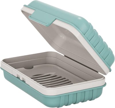 Zeepbakje - Zeepbakje douche - Zeepdoosje met deksel - Badkamer Accessoires - Douchezeephouder- Reiszeepdoos - Plastic Zeepdoos met Deksel voor de Sportschool(blauw)