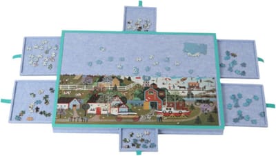 Puzzeltafel met Laden - Puzzelplank Vilt - Puzzels Maken - Verstelbare Hoogte - 92x62x4.8cm - Lichtblauw