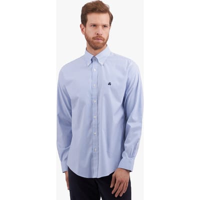 Brooks Brothers Regular Fit Non-iron Stretch Supima Cotton Casual Shirt With Maat: S | Zakelijke Overhemden Outlet | Heren | Blauw