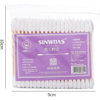 Lot de 100 cotons-tiges à double tête pour maquillage des femmes, embouts en bois médicaux, nettoyage du nez et des oreilles, outils de soins de santé