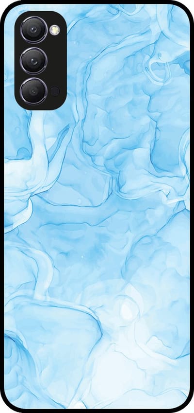 Smartphonica Telefoonhoesje Geschikt voor Oppo Reno4 5G met marmer opdruk - TPU backcover case marble design - Lichtblauw geschikt voor Oppo Reno4 5G