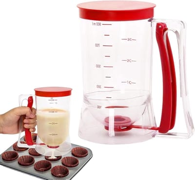 Pannenkoekdeeg Dispenser - Deeg Schenker - Bakken Maken - Lekvrij Ontwerp - 900 ml - Rood
