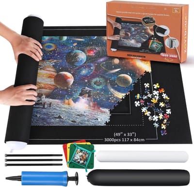 REN®Puzzeltafel - Puzzelbord - Puzzeltafel met Lades 1000 Stukjes -Zwart - 150cm x 52cm x 1 cm - reuzenvilten mat voor het opbergen van puzzels
