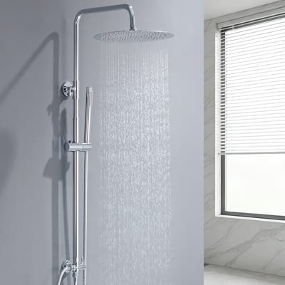 Auralum Max Douchesysteem - RVS Doucheset - Ø 30 cm - Regendouche en Handdouche - Verstelbare Hoogte 72-110 cm - Duurzame Messing Omsteller - Waterbesparend - Chroom