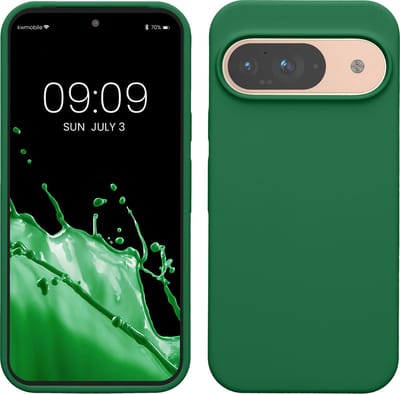 kwmobile hoesje geschikt voor Google Pixel 9 / Pixel 9 Pro case - Siliconen telefoonhoesje - Telefoon beschermhoes - Smartphone cover in elfengroen