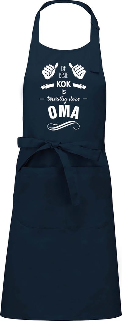 Cadeauschort - Tekstschort - Keukenschort met je naam - kookschort - verjaardag - moederdag - De beste kok is toevallig deze Oma - Navy blauw