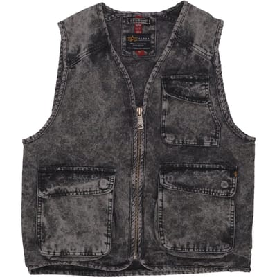 Man Canvas Acid Vest zwart