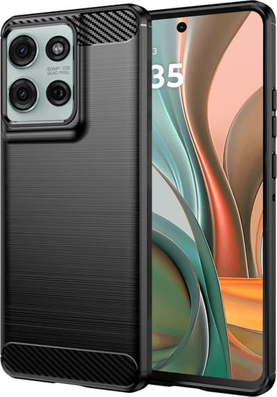 Hoesje geschikt voor Motorola Moto G75 - Techsuit Carbon Silicone Back Cover - Zwart