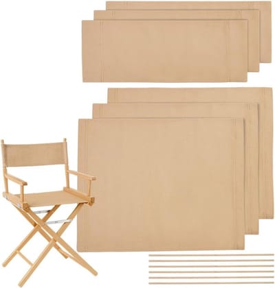 Vervangende stoelhoes set, beige canvas - 3 stuks, make-updoek houten stokjes - 6-delige set, thuisbenodigdheden voor picknick en vissen - 53 x 42,5 cm.