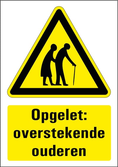 Opgelet overstekende ouderen bord - kunststof 148 x 210 mm