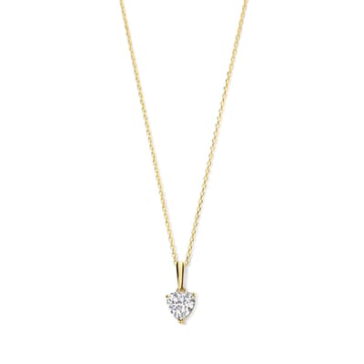 New Bling 9NBG-0689 Gouden Ketting met Hanger- Zirkonia - 6,5x6,2mm - Hartje - Ankerschakel - 39+3+3cm - 0,87 Dikte - 14 Karaat - Goud