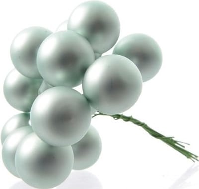 Decoris mini kerstballetjes op stekers - 10x stuks - mintgroen - D2 cm - glas