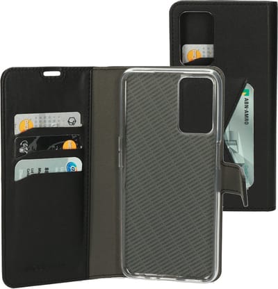 Mobiparts hoesje geschikt voor Oppo A16 OPPO A54S - Wallet/Boekhoesje - Eco Leer - Magneet Sluiting - Opberg vakken - Zwart