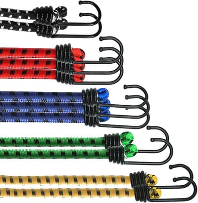 Elastische Bungee-banden met Haken - 10 Stuks UV-bestendig voor Bagage, Rekken, Kamperen en Tuinmeubelen