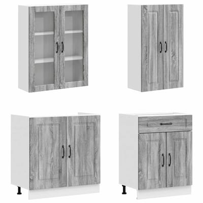 vidaXL - Keukenblok - KALMAR - 4 - st - Grijs - Sonoma - Bewerkt - hout