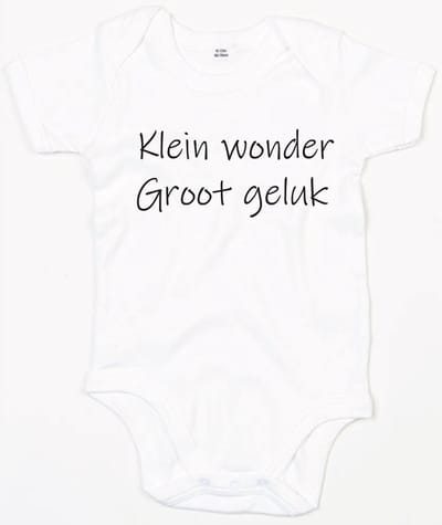 Rompertje Klein Wonder Groot Geluk-Wit-0-3 Maanden