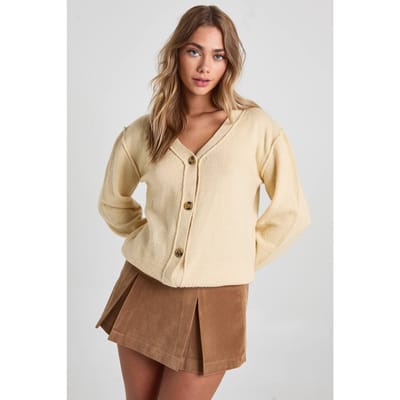 boohoo Dames Seam Detail Soft Knit Boyfriend Oversized Cardigan | Stone | Maat: Small