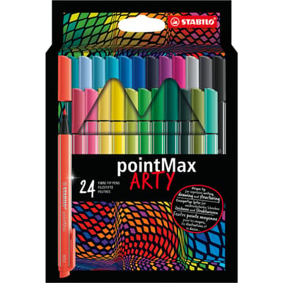 STABILO pointMax - Hardtip Fineliner - Large 0,8 mm - nylon punt - ARTY Etui Met 24 Kleuren