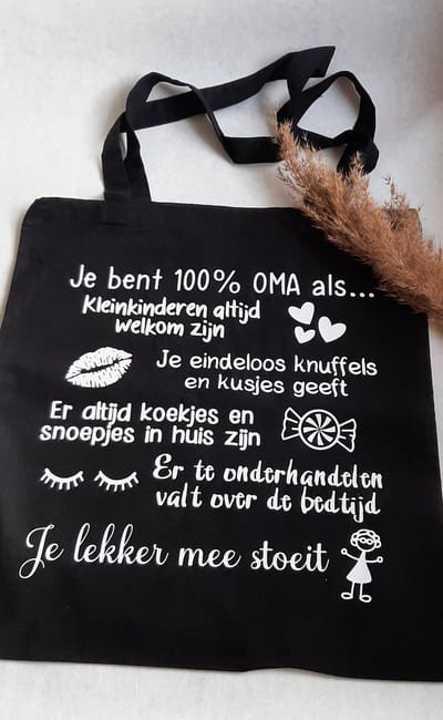 Mint11 - Katoenen tas oma - Moederdag cadeau - canvastas - kado voor haar - cadeau voor haar - herbruikbare tas