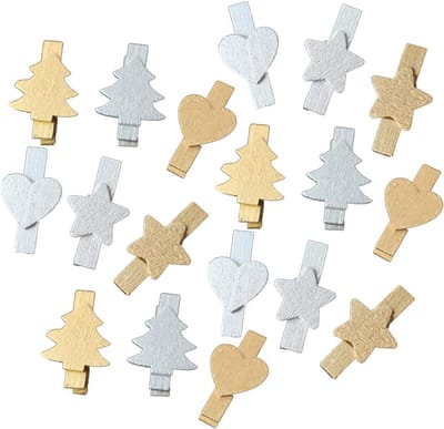 Set van 50 Houten Wasknijpers, Decoratieve Clips, Kleine Klemmen voor Feestjes en Ambachtelijke Projecten in Diverse Kleuren