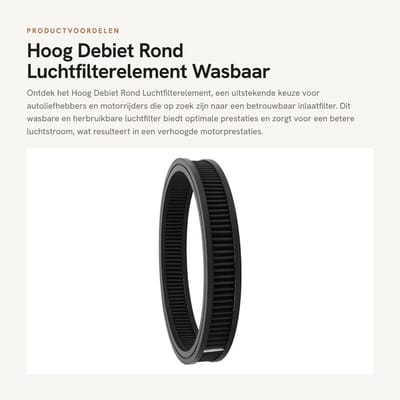 Dailygoods- Luchtfilter Hoog Debiet - Wasbaar - Herbruikbaar - Inlaatfilter - Vervanging - 14x2 inch - Luchtfilterelement
