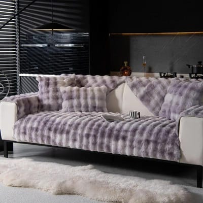 Pluche Bankhoes voor Woonkamer Warme Winter Bankhanddoek Universele Antislip Bankmat Bankdeken Bankkussen Verdikken Konijn 70x70cm 1pcs