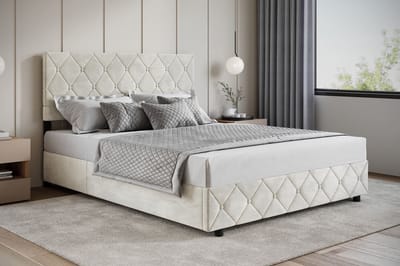 Meubella - Tweepersoonsbed Hernandez - Beige 160x200 cm - Met gaslift