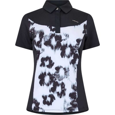 Head Dames Bloemen Performance Polo Shirt (Zwart/Wit)
