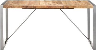 Eettafel Mangohout - Eettafel Hout - Samen Eten - Unieke Nerfstructuur - 160 x 80 cm - Grijs