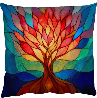 Sierkussens - Kussentjes Woonkamer - 50x50 cm - Sierglas - Boom - Rood - Vlakken