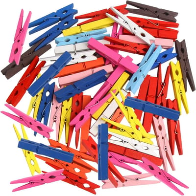Grote Houten Wasknijpers 2,83 Inch - Gekleurde Ambachtelijke Knijpers (50 Stuks)