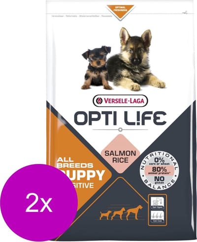 Opti Life Puppy Sensitive All Breeds - Hondenvoer - 2 x 2.5 kg