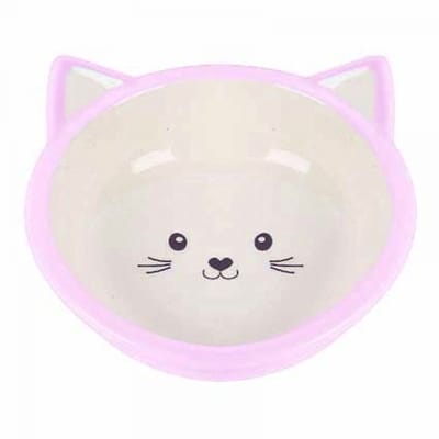 Happy pet voerbak kitten roze / creme