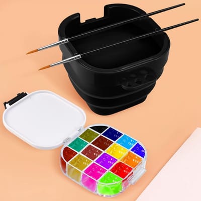 Jhubersproducts - Verfpalet doos - Draagbare verfdoos met deksel - Zwart - Multifunctioneel - Voor acryl gouache aquarel schilderen - Geschikt voor re